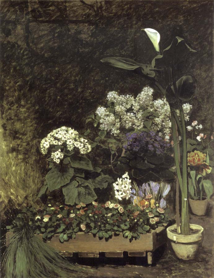 Still Life-Spring Flowers in a Greenhouse
